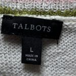 Talbots  Sweater Vest Linen Cotton Blend White Pastel Striped Large Preppy Layers Photo 4