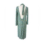 ZARA  Open Back High Neck Midi Length Green Floral Dress size L Photo 5