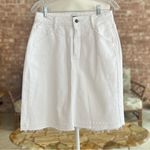 Sonoma  Skirt Denim Fray Release Hem A-Line White 8 Stretch Party Work Trendy Mod Photo 1