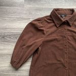 7 For All Mankind 7FAMK Brown Corduroy Shirt Mini Dress with Puffed Sleeves Large Photo 3