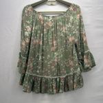 Democracy  Floral Boho Blouse Green Small‎ Photo 2
