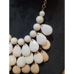 Womens Statement Layered Teardrop Bib Necklace With Gold Chain And Lobster Clasp White Photo 3