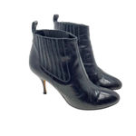 Brian‎ Atwood Vernice Vogue Heeled Booties in Black Leather Size 38.5 Photo 0