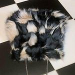 Mark By Avon Faux Fur Convertible Clutch Shoulder Bag Gray Black Cream Mobwife Photo 3