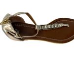 Nordstrom BP | 7.5 | Women's Gladiator Flat Sandals Metallic Ankle Strap Gold Photo 2