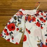 Skies Are Blue Top Womens Medium White Floral Cold Shoulder Ruffle Detail Blouse Photo 1
