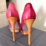 Brian Atwood  Pink Snakeskin Platform Pumps Heels - Size 6 Photo 4