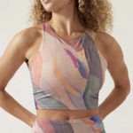 Athleta Pink Watercolor Conscious Crop, 3x D-DD Photo 0
