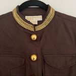 Michael Kors  Brown Gold Button Beaded Blazer Coat Jacket Size 6 Photo 3