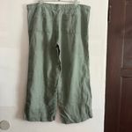 Michael Stars  | Sage Green Linen Wide Leg Ankle Length Pants | Large Photo 1