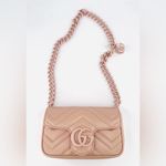 Gucci  GG Marmont Calfskin Chevron Matelasse Double G Shoulder Bag Chain Belt Bag Photo 14