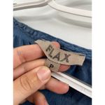 Flax Blue Jay Puckered Striped 3/4 Sleeve Scoop Round Neck Linen Top Size P Photo 4