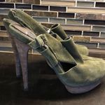Miss Robertson moss suede wood platform heels Green Size 9.5 Photo 2