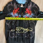 Ed Hardy  Black Zip-Up with Red and Blue Fish Design Photo 10