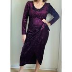 Vintage 90s Velvet Goth Midi Dress Size M Maroon Dark Romantic Witchy Size M Photo 8