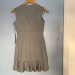 Susana Monaco Plunge V Neck Sleeveless Ruffle Hem Mini Dress in Fog Grey Photo 6