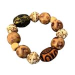 Hand Crafted Wood Beaded Earth Natural Tones Stretch Bracelet Brown Photo 1
