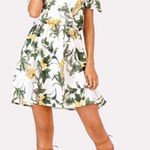 ✨ HP✨V Neckline Open Shoulder Floral Print Dress✨ White Size L Photo 0