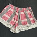 Abercrombie & Fitch Red Patchwork Boho Shorts With Crochet Trim Size Small Photo 0