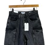 Forever 21 NWT  Premium Cargo Jeans Womens 25 Black Wash Wide Leg Street Photo 1