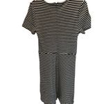 Madewell  Women's Fit & Flare Black & White Striped Short‎ Sleeve Dress Size L Photo 3