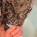 ZARA Silk Snake Print Brown Sheer Blouse Light Top Women’s Small Long Sleeve Photo 2