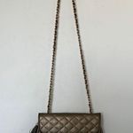 Vintage Via Piaggi Metallic Gold Crossbody Bag Structured Shoulder Purse Photo 0