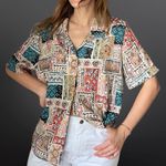 Westbound VINTAGE 1990s patchwork pattern button down blouse Photo 1