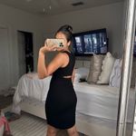 EXPRESS Black Midi Dress Cut Out Photo 1