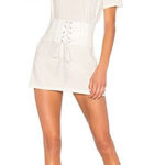 NBD NWT Revolve  Cecil Dress Ivory belted lace up shirt mini dress short sleeve S Photo 0