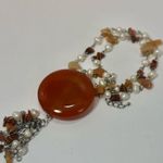 Carnelian pearl and goldstone beaded pendant necklace Orange Photo 5