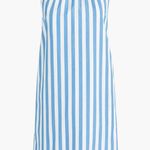 J.Crew  Tie-neck Cotton Mini Shift Dress Borges Stripe Ocean White Photo 13