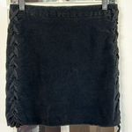 Band of Gypsies Braided Lace Up Black Velvet Mini Skirt Size 30 Photo 0