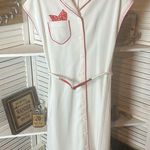 Leslie Fay Vintage Dress with Rope Belt and Pocket Kerchief Red and White Photo 0