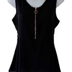 Harvé Benard Harve Benard Black Sleeveless Crepe Peplum Tank Top Gold Center Zipper Size M Photo 0