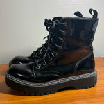 Sincerely Jules Harley Black Patent Leather Combat Boot Side Zip Gothic Punk 8 Photo 0