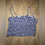 American Eagle  Women's Blue Flower Print Crop Top, Ruched Tank Top, Size S Photo 6