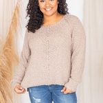 Pink Lily Said It Twice Taupe Popcorn Knit V-neck Sweater Size Medium Photo 0