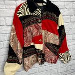 New Direction Vintage  Womens Patchwork Cardigan Blazer Size L Red Black Lined Photo 1