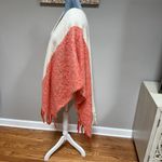 Urban Outfitters  Nubby Ruana Shawl Pancho Wearable Scarf ivory Orange Tassels Photo 4