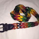 Woven Leather Chain Multicolor Belt Size M/L Guatemala Purple Green Unisex Photo 0