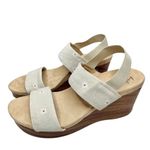 Life Stride  Sandals Size 8.5 Gray Floral Elastic Slingback Open Toe Wedges Photo 1