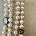 Freshwater Pearl & Pavé Crystal Long Necklace ✨ Sterling Clasp • Hand Photo 10