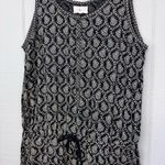Lou & grey Black White Paisley Drop Waist Sleeveless Tank Dress Drawstring Photo 1