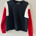 H&M Divided Top Women's Large Navy Colorblock Pullover Casual Everyday Crewneck Photo 0