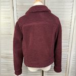 Wild Fable Women's Cropped Sherpa Fleece Jacket Burgundy-Small Photo 1