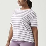 Nanette Lepore Striped Tee Super Soft Crew Neck T-Shirt Size L Purple NWT $48 Photo 1