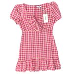 Likely  Pink Yellow White Gingham Tie Front Ruffle Kai Mini Dress size 10 NEW Tag Photo 1