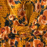 Free People  Morning Light Golden Yellow Floral Long Sleeve Dress Size 8 Photo 3