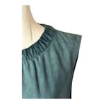 W By Worth Shirt Women 8 Green Crew Neck Leather Tunic Top Moto Luxury Retro Photo 3